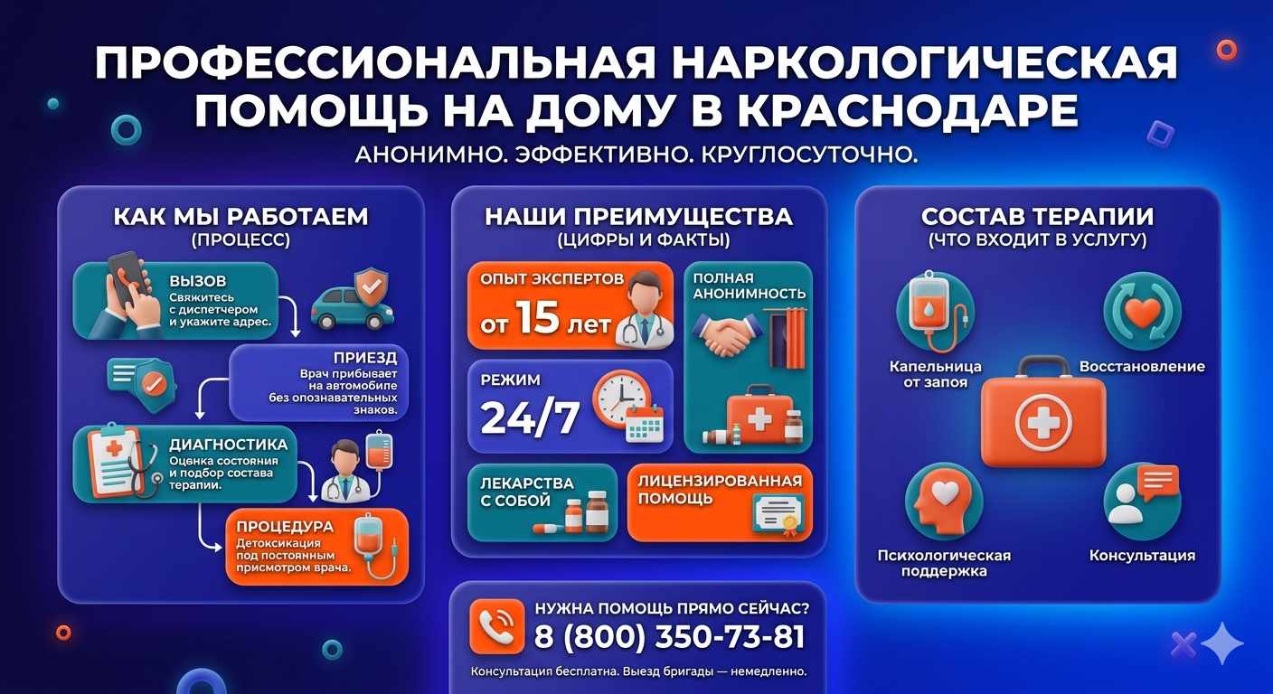 Инфографика о принципах лечения алкоголизма на дому в Онохое: этапы вызова нарколога, преимущества анонимной детоксикации и состав медицинской помощи.